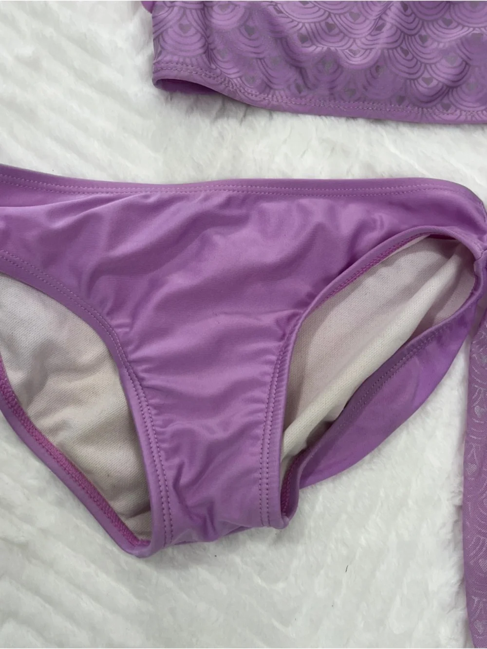Lilac Girls 3-Piece Swim Set Purple Bikini Top Bottom Skirt medium cat & Jack